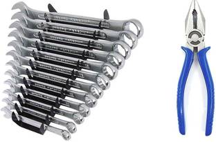 Exotic Arcade Combo of Combination Spanner Set 12 Pcs and 8 inch Plier || Long Combination Spanner 12 Pieces Double Sided Combination Wrench