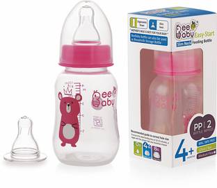 Beebaby Easy-Start Feeding Bottle with 2 Gentle Touch Nipples,100% BPA FREE - Pink - 125 ml