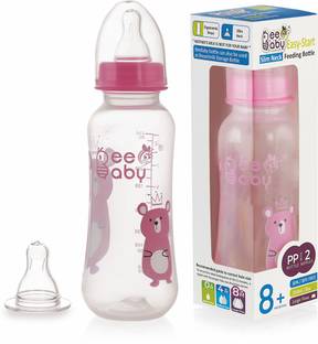 Beebaby Easy-Start Feeding Bottle with 2 Gentle Touch Nipples,100% BPA FREE - Pink - 250 ml