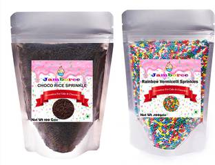 JAMBOREE Combo Chocolate Rice Sprinkles Raibow vermicelli Sprinkles for Cake Decoration Sprinkles