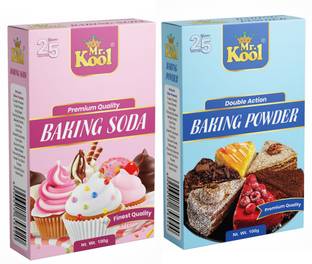 Mr.Kool Premium Double Action Cake Baking Powder (100 g) and Baking Soda Premium Quality Baking Soda Powder (100 g) combo Baking Powder