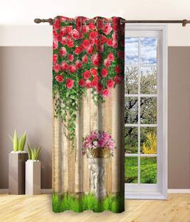 SIYADECORE 154 cm (5 ft) Polyester Room Darkening Window Curtain Single Curtain