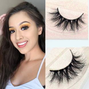 LILLYAMOR Jet Black Handmade Natural Thick Long Polyester False Eyelashes
