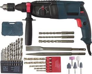 DUMDAAR 5pc bit 13mm drill chuck & Adaptor 13pc HSS 5Pc Masonry 5pc Stone (Pack of 6) Rotary Hammer Dr...