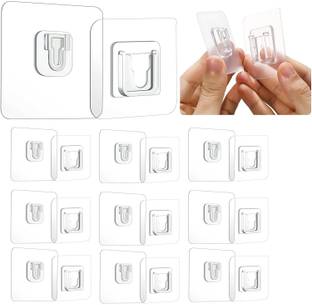 JIALTO 10Pc Double-Sided Adhesive Wall Hooks Hanger Strong Transparent Wall Hook|13.2lb Hook 10
