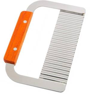 TOMATUS 1 Pc Stainless Steel, Wood Knife 1 PCS Stainless Steel Crinkle Cutter with Wooden Handle,Potato Vegetable Slicer.