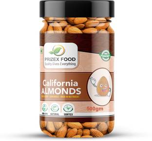 Prizex Whole Almonds, Californian Almonds, Organic and Crunchy Almonds, Dried-500gm Almonds