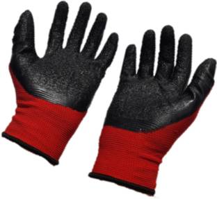 WELDCRAFT8 Red & Black Synthetic Industrial Safety Gloves | Welding Gloves ( Set of : 1) Nylon  Safety Gloves