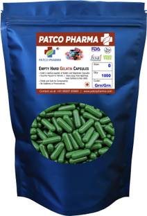 PATCO PHARMA RAW MATERIALS & EQIPMENTS Size 0 Green Empty Gelatin Pill/Capsule, Gluten Free, DIY Powder Filling
