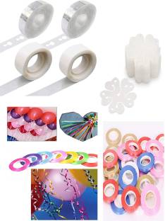 RJV Global Solid Balloon Party Decorating Arch Strip, Glue dots, Curling Ribbon & Flower Holder Balloon Bouquet