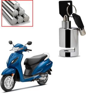 DAZZRIDE Heavy Duty Disc Brake Lock Anti Theft Stainless Steel 7mm Pin Wheel Lock Lock for Bike and Motorcycle (Chrome) Disk Round Lock For Honda Activa 6G Disc Lock