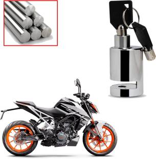 DAZZRIDE Lock for Bike and Motorcycle (Chrome)_Disk_Round_Lock_For KTM DUKE 200 Disc Lock