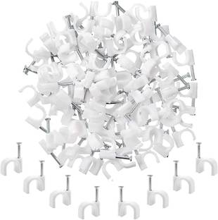 HIGER 300 Pcs cable clips 8mm for Ethernet Cable, TV Wire Cable, Telephone Cable, Plastic Hook & Loop Cable Tie