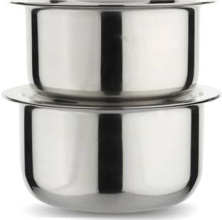 LIMETRO STEEL 2 Pieces Gas and Induction Compitable Cookware Set with Lid / Tope Set with Lid/ Induction Bottom Cookware Set