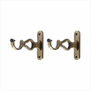 GLOXY Gold Rod Rail Bracket, Curtain Knobs, Curtain Hooks, Curtain Rods Metal