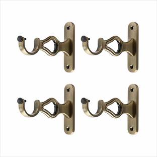 GLOXY Gold Rod Rail Bracket, Curtain Knobs, Curtain Hooks, Curtain Rods Metal