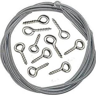 SHASALES wire spring for Window Curtain Net Cord Kit with Pack of (12 Hooks / 10 METER) Curtain Ring with Hook
