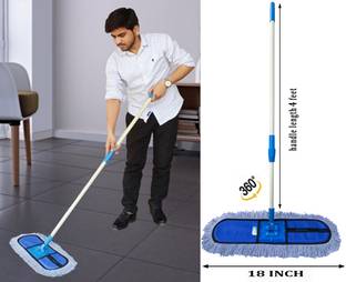 Livronic 18 Inch Wet and Dry Mop for floor with 4 Feet Long Handle (Set of 1) Head and Refill
