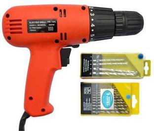Sauran 10mm 350W Electric Screwdriver Power & Hand Tool Kit (3 Tools) Screw Driver Simple +Hss+Masonery Pistol Grip Drill