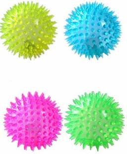 RVM Toys 4 QTY Spike Large Ball W/ LED Lighting Flash & Sound Rubber Light Ball For Kids Crazy Ball