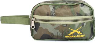 Overnice Beautiful Army Travelling Kit Pouch with 3 Zip Pockets with 1 side pocket Travel Toiletry Kit