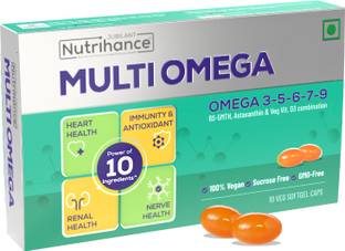 JUBILANT Nutrihance Multiomega 100% Vegan Omega Softgel | Omega 3-5-6-7-9, Vitamin D3