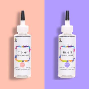 KADAM Skin Friendly Tie Dye Bottle Combo 1 : Peach - Purple | Cold Water Fabric Dyes