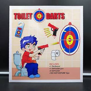 LAVNIK Toilet Shooting Game Fun Target Gun Funny Toy Kids Game Set with 5 Tip Bullets Soft Tip Dart