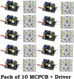 ROOPREKHA ( pack of 10 ) 9watt Driver with MCPCB 9watt white color led bulb raw material Light Electronic Hobby Kit