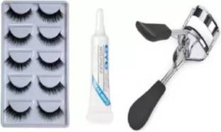 STPS Beauty 5 PAIR EYELASHES WITH EYE GLUE & CURLER FOR WOMEN