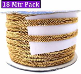 Mezin Mart Flat Dori Lace For Saree, Blouse, Dress, embellishment, Outlining, craftworks ( 17 Mtr ) (Antic Gold) Lace Reel