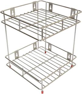 WAYMORE Cutlery Kitchen Rack Steel 2-Tier Rack Multipurpose Storage Kitchen Rack|Bartan Stand|Bath Storage