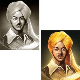 Ordershock 30.48 cm Bhagat Singh Colour Wall Sticker Bhagat Singh Black and White Self Adhesive Sticker