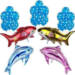 Anayatech BIRTHDAY, BABY SHOWER, WELCOME BABY PARTY comboOF FOIL FISH Balloon -pack of 24
