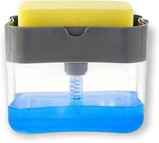 BHAGDEV Bathroom kitchen soap dispenaser soap pump sponge holder liquid soap press typ pump dispeser 2 in 1 kitchen set clean soap liqid,gel,sempu stand dispenser Plastic Bathroom Set