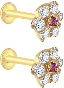 Paridhi Cubic Zirconia Gold-plated Plated Brass Nose Stud Set