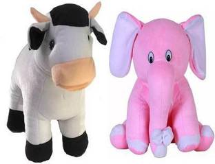 Osjs Special Combot for Kids Cow & Baby Elephant Teddy (Pack of 2) Teddy bear - 30 cm  - 30 cm