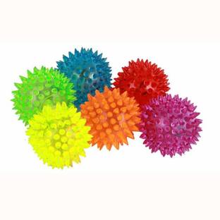 RVM Toys 2in1 6QTY Rubber Spiked Ball W/ LED Sound As Dog Chew Toy / Play Puppy Teething Dog Chew