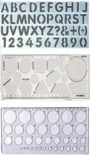 First Click Alphabets Stencil 30 mm , Shapes Stencil &35 Circle Set of 3 Pcs STENCIL Stencil