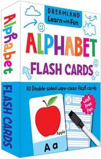 Flash Cards Alphabet - 30 Double Sided Wipe Clean Flash Cards for Kids (With Free Pen)