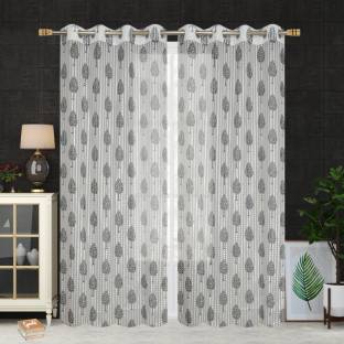Homefab India 213.5 cm (7 ft) Polyester Transparent Door Curtain (Pack Of 2)