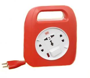 Luxuria 2 Pin Flex Box 5 Mtr. with Handle, Indicator & International Socket (Assorted Color) Three Pin Plug
