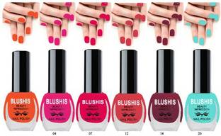 BLUSHIS Long Stay Trendy Colors Nail Polish Combo set of 6 Multicolour