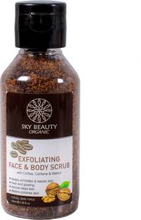 SKY BEAUTY ORGANIC Exfoliating Face & Body Coffee Scrub for Tan Removal & Removes Dead Skin Cells Scrub