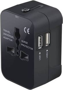 Akshita Universal Travel Adapter with Dual USB Charger Ports ( Black ) Worldwide Charger