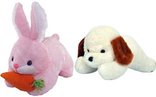 DTSM Collection 2 Premium Quality Soft Toy Combo Dog - 26 cm And Rabbit Carrot  - 25 cm