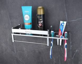 GRIVAN Premium Towel rack Abs Stainless Steel and Folding Towel Rack/Towel Hanger/Towel Stand/Holder/Bathroom Accessories Silver Towel Holder