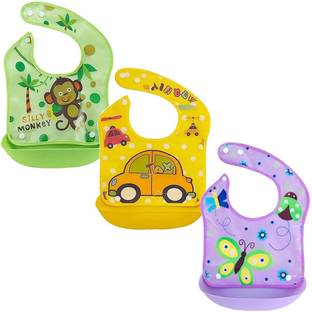 Everkid Silicon Baby Detachable Waterproof Apron Bibs for kids/ toddlers (Set of 3)