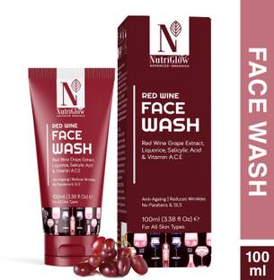 Nutriglow Advanced Organics Red Wine Face wash/ Anti-Ageing /Reduces Wrinkles /With Red Wine Grape Extracts Face Wash