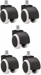 Denish Threaded Twin Castor Revolving Chair Wheel Black & White Set of 5 Applianc Appliance Furniture Caster
